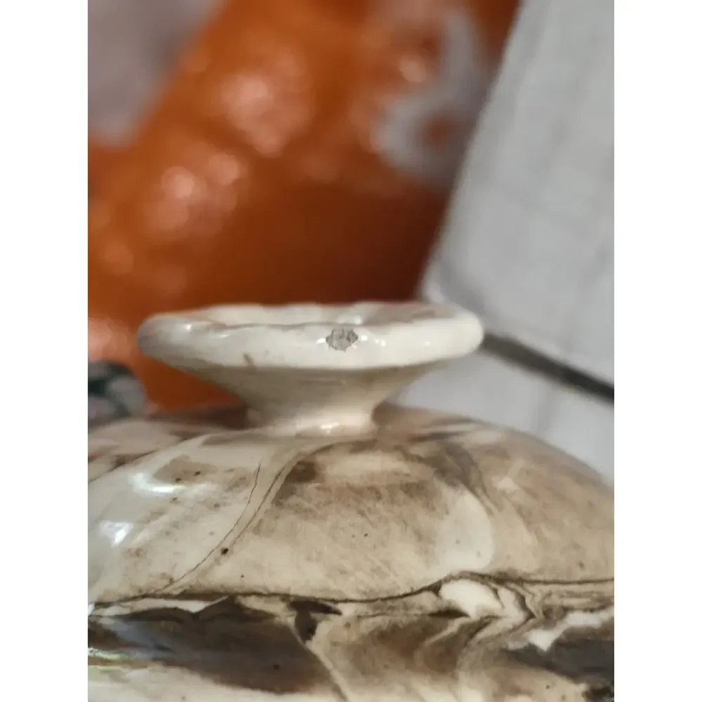 Vintage Ceramic Kitchen Accessory Set Daisy Floral Marbled Glaze 1970s